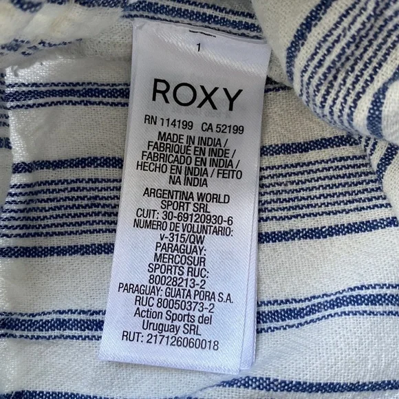 Roxy Oceanside Stripe Flared Linen Pants M NWT - Picture 6 of 16